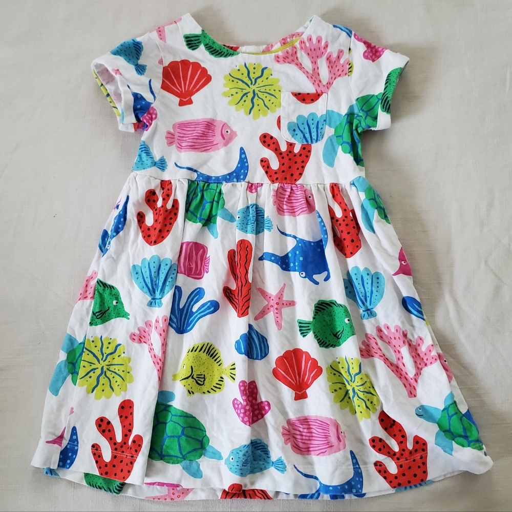 Mini Boden Colorful Sea Life Kids 5t/6 Girls Dress Fish Coral